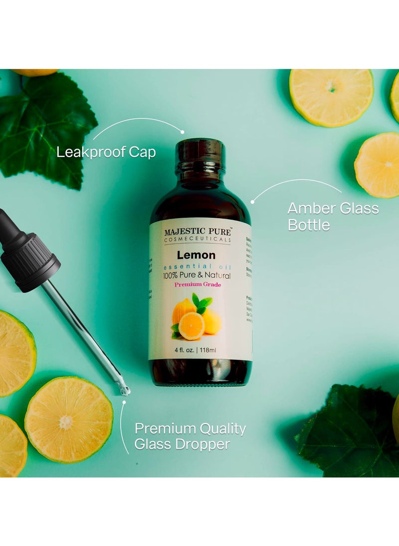 Majestic Pure Lemon Essential Oil - 118 ml | 100% Pure and Natural | Premium Grade Essential Oils for Aromatherapy, Diffusers, Skin, Massage and Humidifiers |  - Image 2