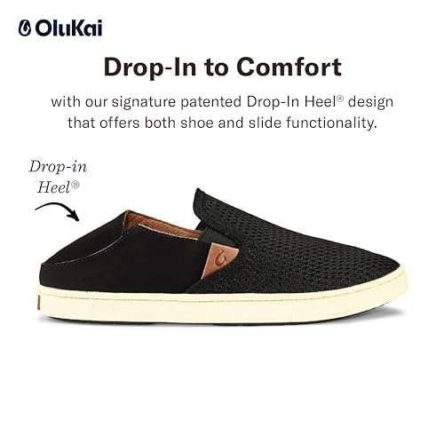 OLUKAI Pehuea Women's Slip On Sneakers, Casual Everyday Shoes with Easy On & Off Design, Breathable Mesh & Drop-In Heel, All-Day Comfort & Support, Black/Black, 9.5 - Image 2