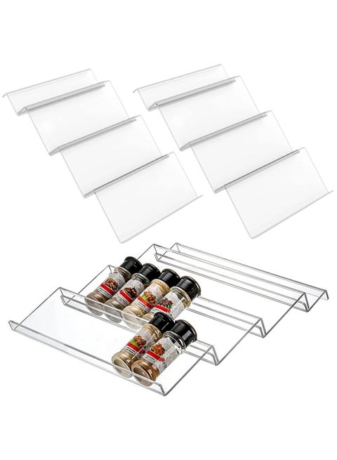 Kitcheno Clear Acrylic Spice Drawer Organizer, 4-Piece, 4-Tier Spice Organizer for Cabinet Drawers, Spice Racks for Kitchen Drawers