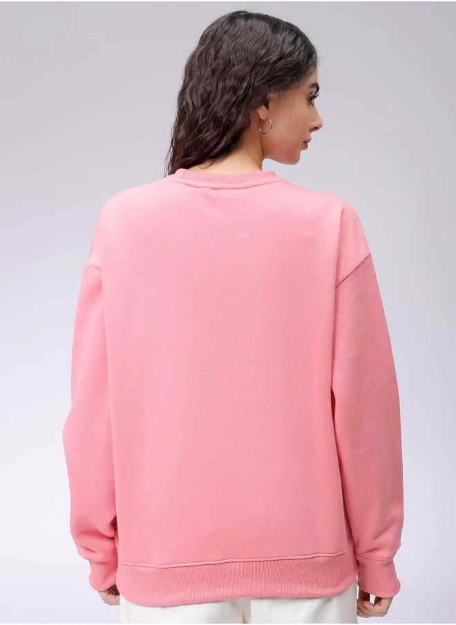 Freehand Women Boxy Fit Solid Oversized Sweatshirt