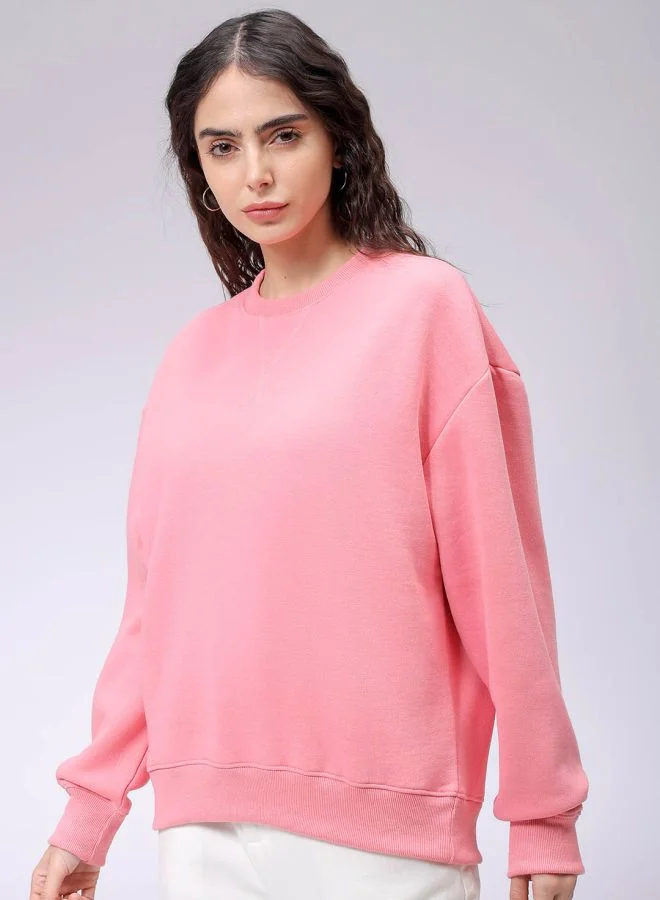 Freehand Women Boxy Fit Solid Oversized Sweatshirt