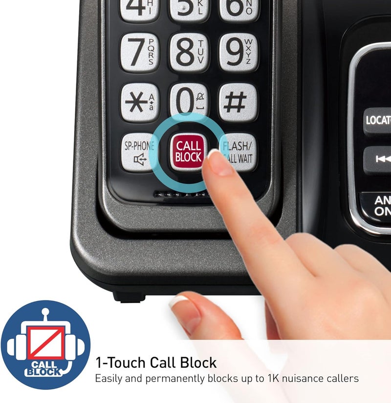 Panasonic Cordless Phone with Answering Machine Advanced Call Block Bilingual Caller ID and Easy to Read HighContrast Display Expandable System with 2 Handsets  KXTGD832M Metallic Black - Image 3