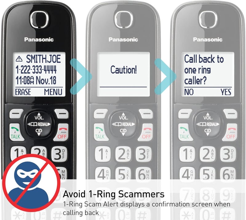 Panasonic Cordless Phone with Answering Machine Advanced Call Block Bilingual Caller ID and Easy to Read HighContrast Display Expandable System with 2 Handsets  KXTGD832M Metallic Black - Image 4