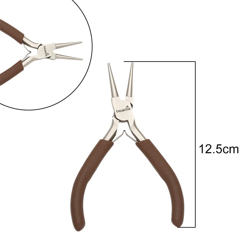 Handmade DIY Tool Pliers Multifunctional Punching Pliers Jewelry Toothless Pointed Nose Pliers Oblique Wire Cutting Pliers Hardware Tools #49 carbon steel brown shank long double round pliers 
