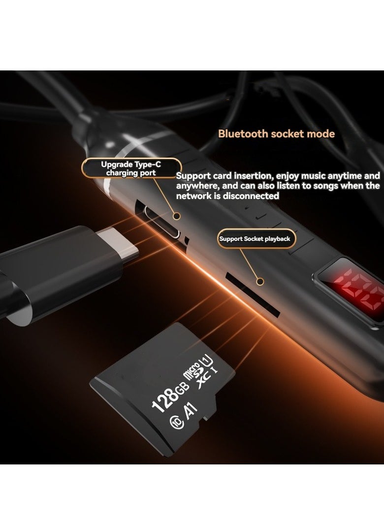 Generic Digital display neck-mounted wireless Bluetooth headset neck-mounted sports gaming Bluetooth earphone (black)  - Image 3