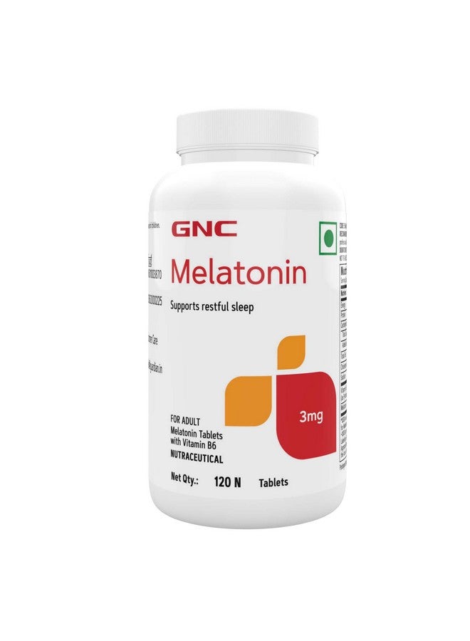 GNC Melatonin Tablets With Vitamin B6 | 120 Tablets | Promotes Deep Sleep | Enhances Sleep Quality | Improves Mood | Helps in Relaxation | Formulated in USA | 3mg Per Serving - Image 1