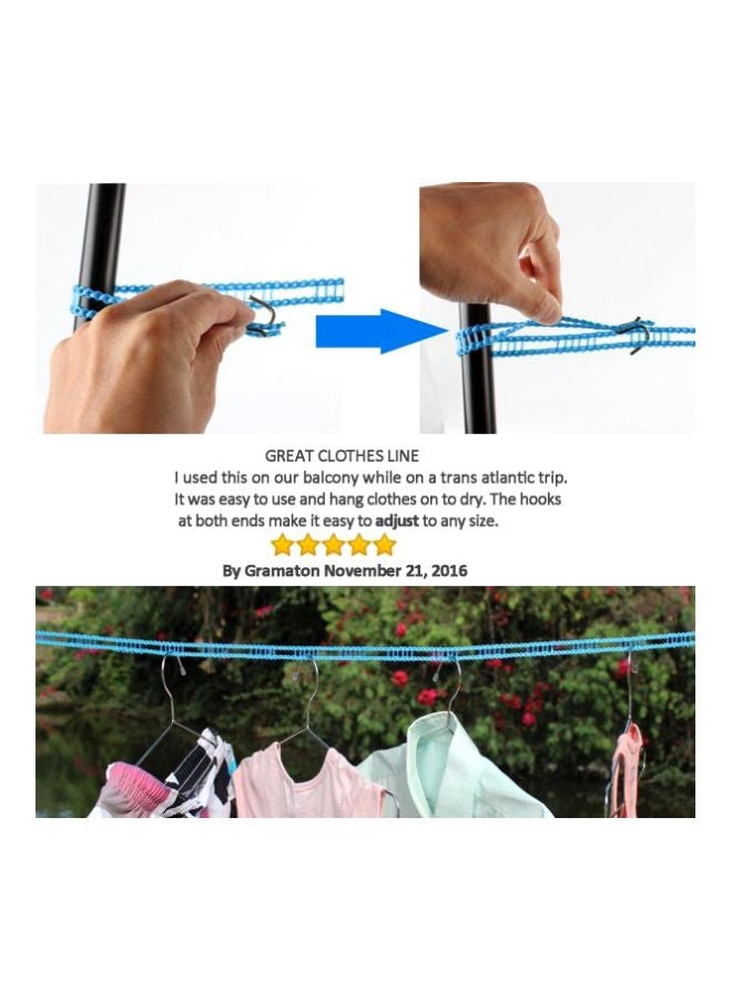 2-Piece Nylon Clothes Drying Rope Set With Hook Green/Silver 7.8x5x1.6inch - Image 4