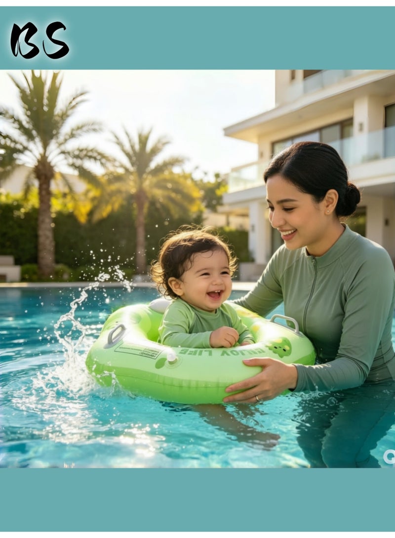 BS Inflatable Children's Swim Ring (Press-to-Inflate) | Double-Layer Printed PVC Ring Float | Foldable Water Play Ring with Non-Slip Handles | Summer Party Toy - Image 5