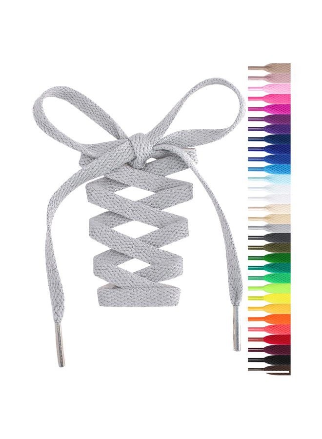 Handshop Flat Shoelaces 5/16" - 20 Colors in 36"-72" Shoe Laces For Sneakers, Light Gray(2 Pair), 40 inch (102 cm) - Image 1