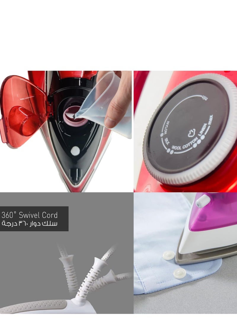 Wtrtr HOMETIME 2200W Steam Iron,Ceramic Coated Sole plate,1 Years Warranty.2077-G (Green)  - Image 5