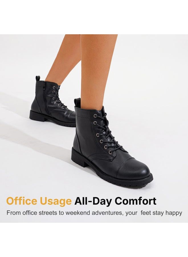 Vepose Women's 910 Ankle Boots, Low Heel Lace up Fashion Combat Booties, Black, Size 6 US(CJY910 Black 06) - Image 5