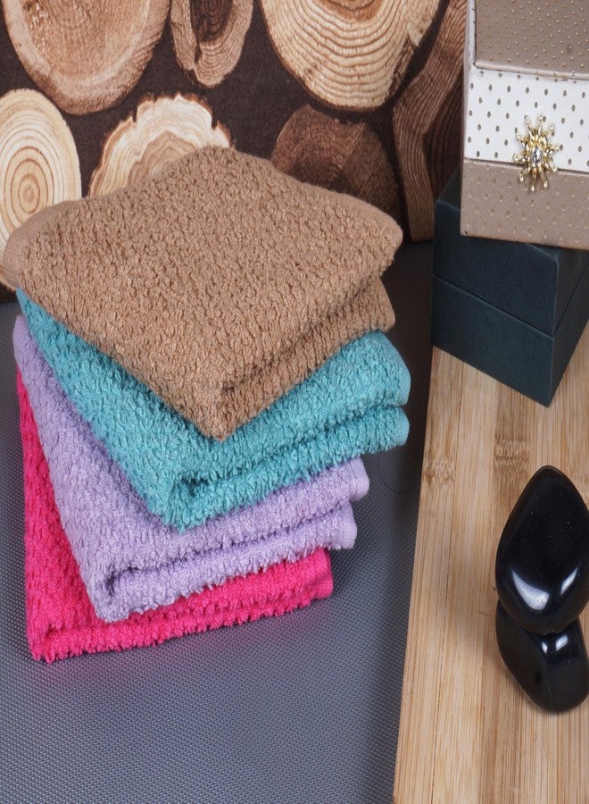 في سي مجموعة مناشف الوجه من في سي - عبوة من 4 قطع، 30×30 سم، مناشف قطنية ناعمة وماصة، للاستخدام على الوجه واليدين والسفر - Image 1