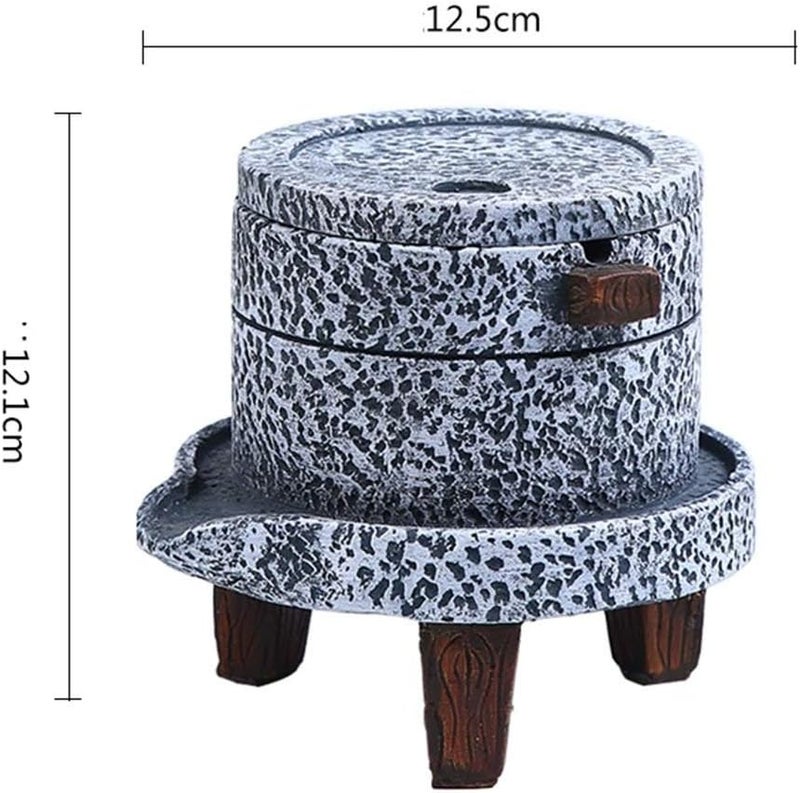 Large Ashtray Cement Retro Simple Personality with Cover Windproof Chinese Bar Cafe (Color : Stone Mill) - Image 2