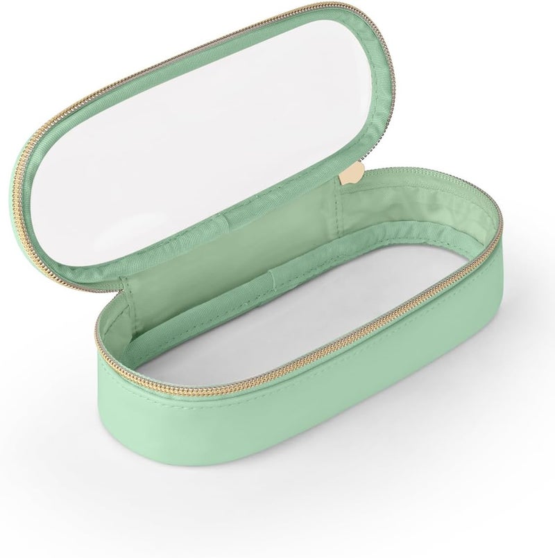 Soimeat Clear Travel Makeup Brush Holder, Leather Makeup Brush Toiletry Bag, Mint Green, Small, Clear Travel Makeup Brush Bag - Image 1