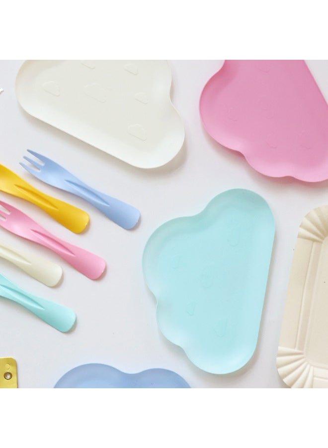 Birthday Dinner Plate Cake Tableware Food Grade Plastic Dinner Plate Disposable Paper Plate Candle Wet Wipes Four-in-one-Color:Classic Paper Plate Colorful Fork For Ten People - Image 5