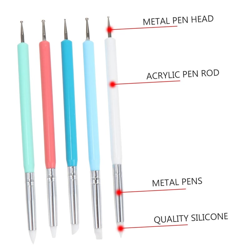 مجموعة فرش رسم أظافر محترفة 5 قطع مع أداة التنقيط لمانيكير الجل - Image 4