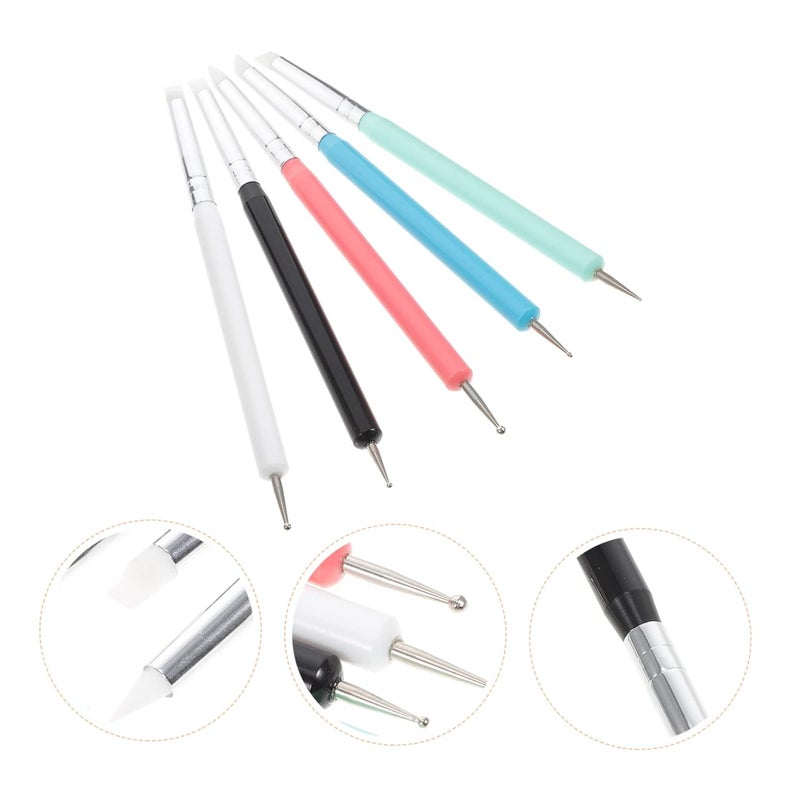 مجموعة فرش رسم أظافر محترفة 5 قطع مع أداة التنقيط لمانيكير الجل - Image 5