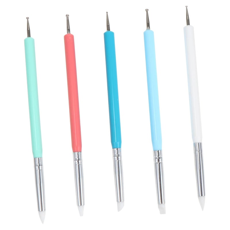 مجموعة فرش رسم أظافر محترفة 5 قطع مع أداة التنقيط لمانيكير الجل - Image 1