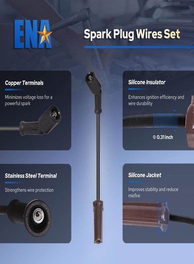 ENA Set of 8 Platinum Spark Plug and Wire Set Compatible with Escalade Tahoe Silverado 1500 Pontiac G8 H2 H3 GMC Yukon XL Savana Sierra 2000-2012, for LS2 LS3 LS4 LS7 41-962 9748HH - Image 5