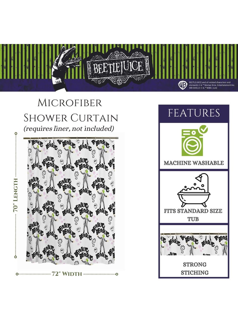 Franco Franco Collectibles Beetlejuice Bath Microfiber Shower Curtain  70x72  (Officially Licensed Product)  - Image 2