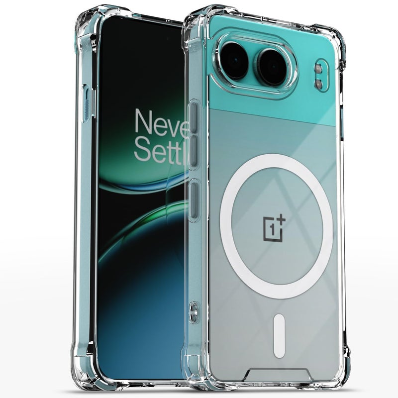 Pikkme غطاء خلفي لهاتف OnePlus Nord 4 5G مع دعم مغناطيسي مقاوم للصدمات من PC + TPU (شفاف Mag-Safe) - Image 1
