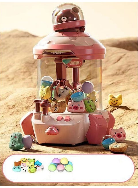 Children's Doll Machine Toy Play House Clip Doll Machine Doll Gacha Machine Girls Educational Toy Birthday Gift Pink