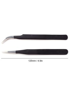 Oasisgalore Stainless Steel Lash Tweezers for Eyelash Extensions, Straight and Curved Tip, False Lash Application Tools, Pack of 2, Black  - Image 2