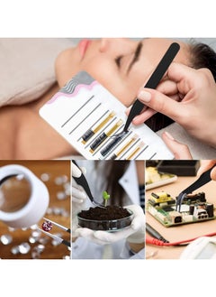 Oasisgalore Stainless Steel Lash Tweezers for Eyelash Extensions, Straight and Curved Tip, False Lash Application Tools, Pack of 2, Black  - Image 5