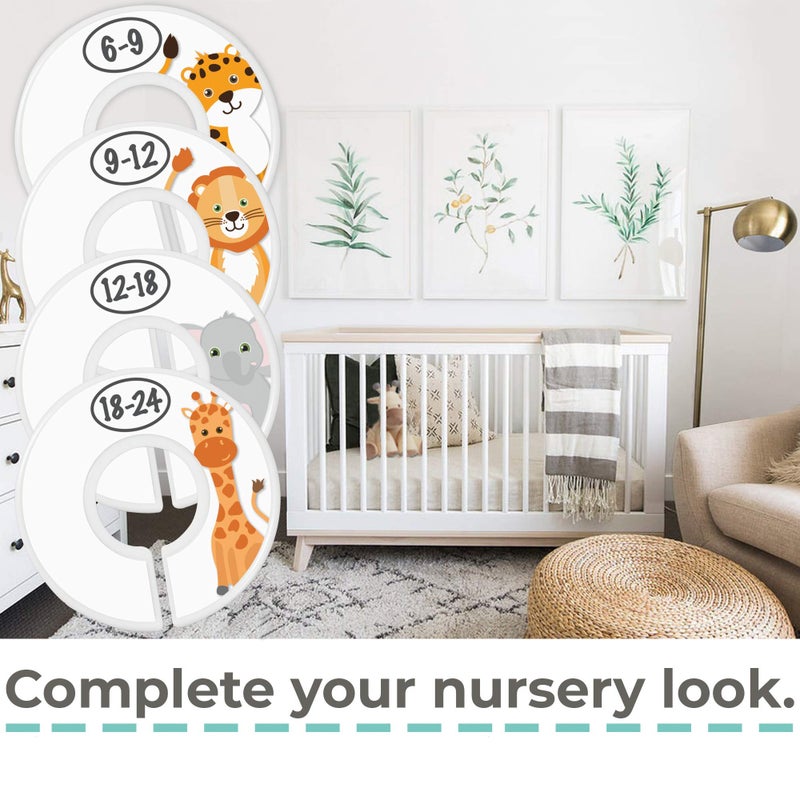 Little Miracles Baby Closet Size Dividers - 7X Safari Nursery Closet Dividers for Baby Clothes - Elephant Giraffe Zebra Lion Monkey Cheetah Nursery Decor - Baby Closet Dividers for Boy or Girl - [Safari] [White] - Image 4