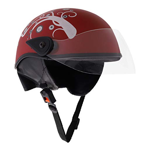 Sage Square Multi-Purpose Half Helmet for Men, Women (Medium, Maroon Matte Sticker Design 3) (Non-Motorized) - Image 3