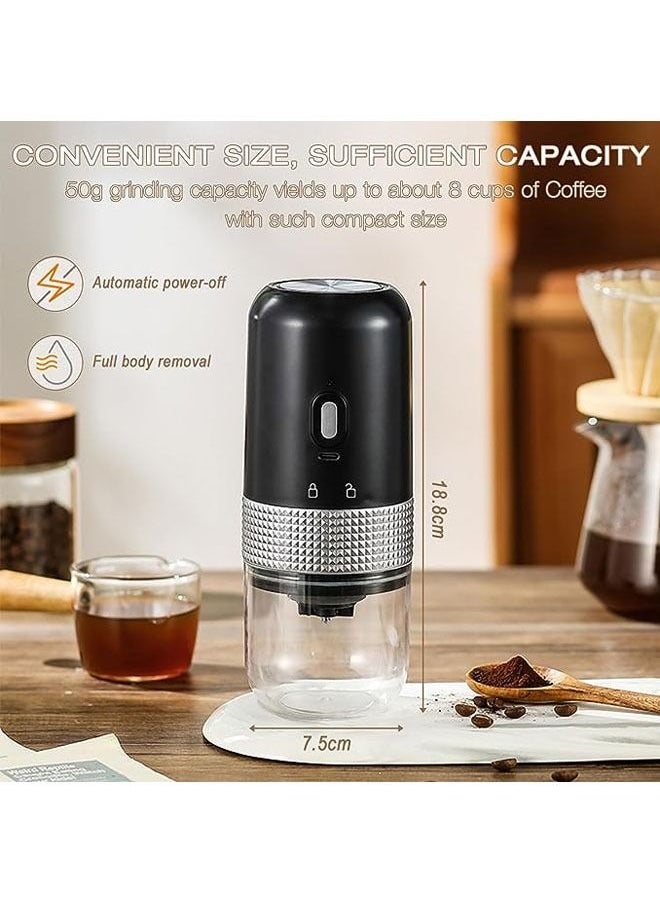 Arabest Electric Coffee Grinder, Ceramic Cone-Shaped burrs Cores Coffee Mill, Large Capacity 50g, Portable Cordless Coffee Bean Grinder with 8 Grind Setting Adjustable, for Office, Travel (Black)  - Image 4