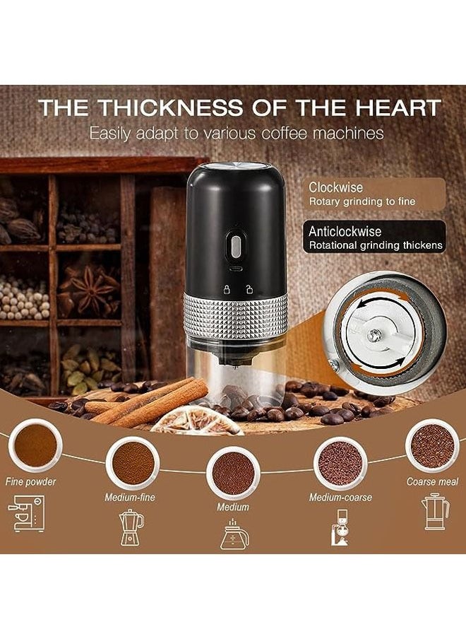 Arabest Electric Coffee Grinder, Ceramic Cone-Shaped burrs Cores Coffee Mill, Large Capacity 50g, Portable Cordless Coffee Bean Grinder with 8 Grind Setting Adjustable, for Office, Travel (Black)  - Image 2