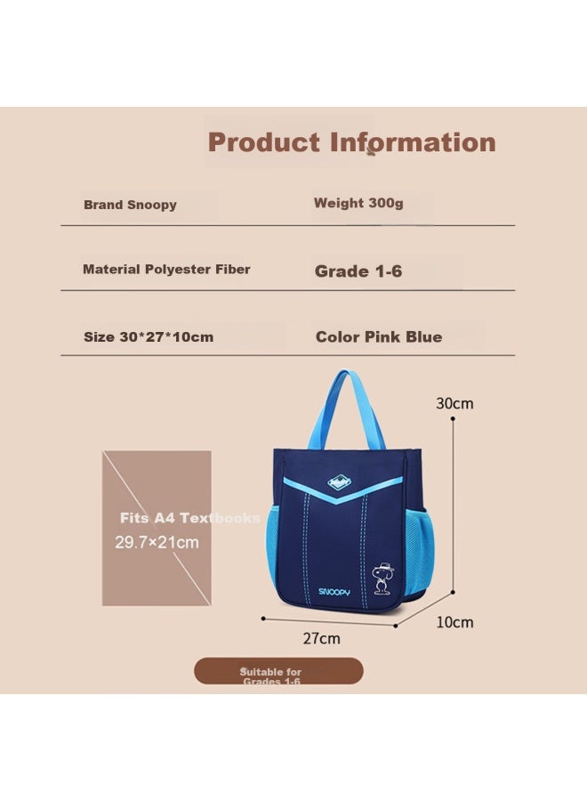 Snoopy Student Tutoring Bag, Ultra-light Large Capacity Multifunctional Handbag Book Carrier, Children's Art Bag For After-school Cl, Pink - Image 1