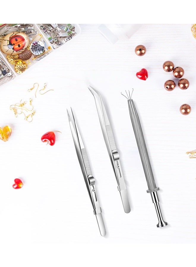 3PCS Diamond Locking Tweezers, Stainless Steel Jewelry Pick Up Tool for Beads and Gemstones - Image 5