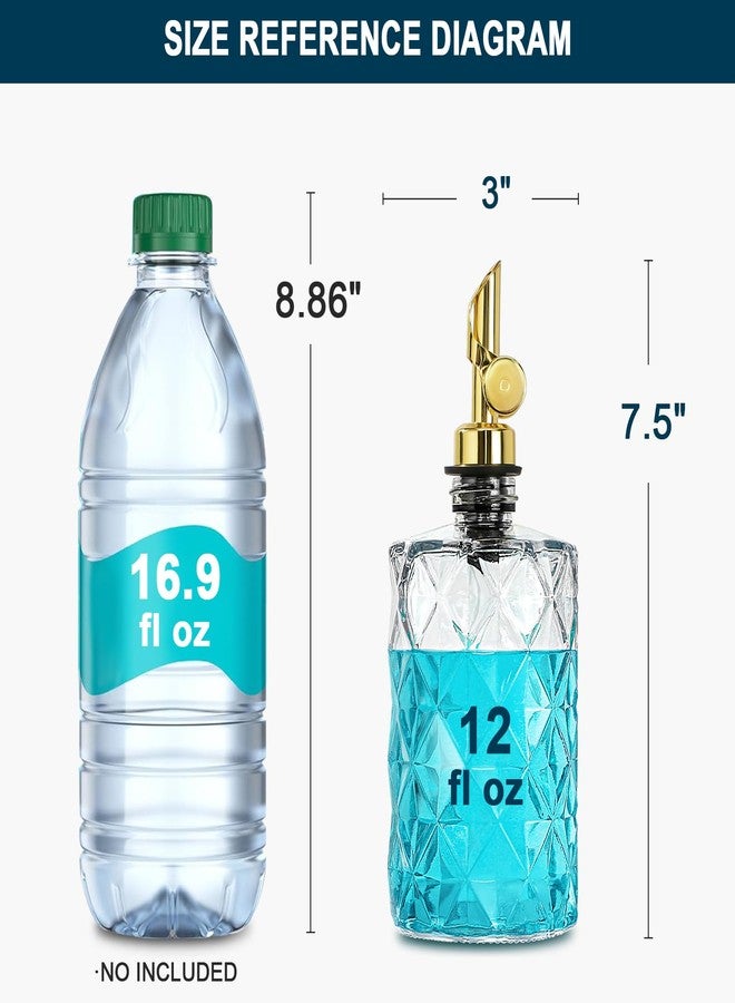 TOLDATLI Mouthwash Dispenser for Bathroom, Luxury Diamond Glass Mouth Wash Container, 1 Pack Glass Mouthwash Dispenser Bottles with Cup, Auto-Flip Mouthwash Decanter, 12oz - Image 2