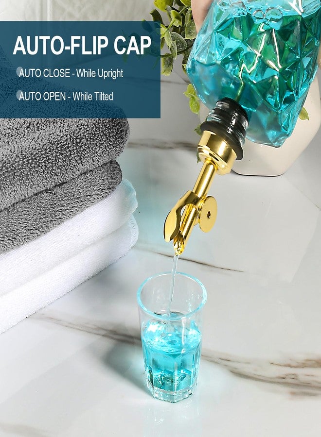 TOLDATLI Mouthwash Dispenser for Bathroom, Luxury Diamond Glass Mouth Wash Container, 1 Pack Glass Mouthwash Dispenser Bottles with Cup, Auto-Flip Mouthwash Decanter, 12oz - Image 4
