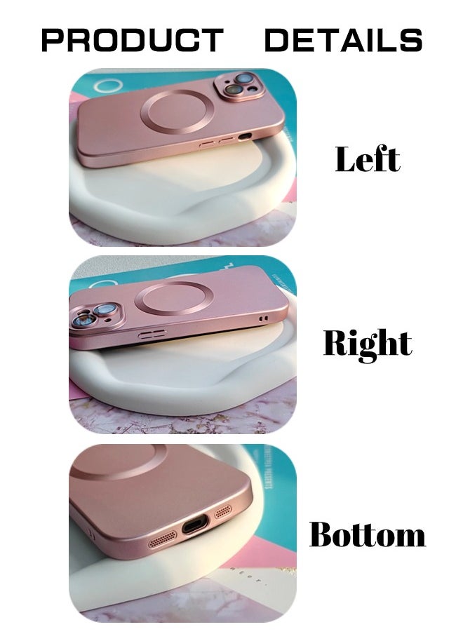 iPhone 15 Case, Matte Magnetic Phone Cases with Camera Lens Protector [Compatible with MagSafe] Soft TPU Slim Shockproof Protective Cover