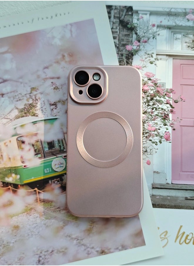iPhone 15 Case, Matte Magnetic Phone Cases with Camera Lens Protector [Compatible with MagSafe] Soft TPU Slim Shockproof Protective Cover