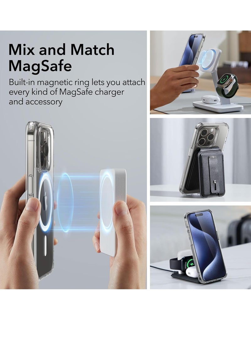 ELTRAZONE iPhone 15 Pro Max Case Set, Compatible with MagSafe, 1 Tempered-Glass Screen Protector, 1 Set of Camera Lens Protectors, Yellowing and Scratch Resistant, Classic Series, Clear - Image 3