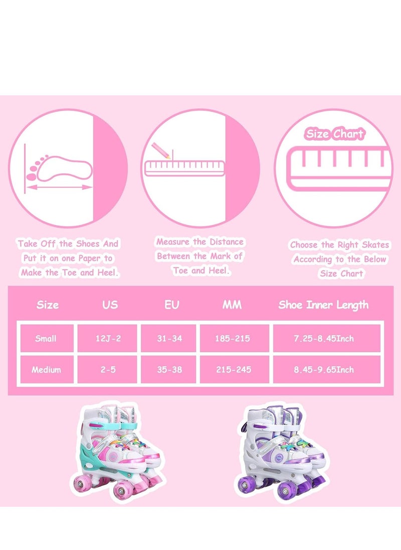 Generic Girls Roller Skates for Kids Children todders Beginner 4 Size Adjustable for Ages 3-8 or 6-12 Years Old Girls with Light Up Wheels and Colorful Shoelaces  - Image 5