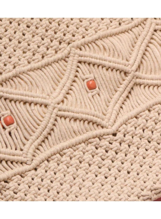 HMK CRAFTS شنطة كروس مكرمية يدوية  بخرز خشبي بوهيمي. - Image 2