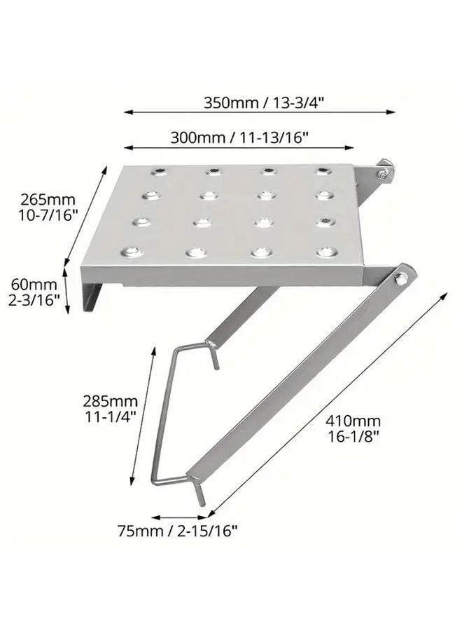 Heavy Duty Anti Slip Ladder Tool Platform 1 Set Adjustable Height Work Shelf Tool Tray - Image 2