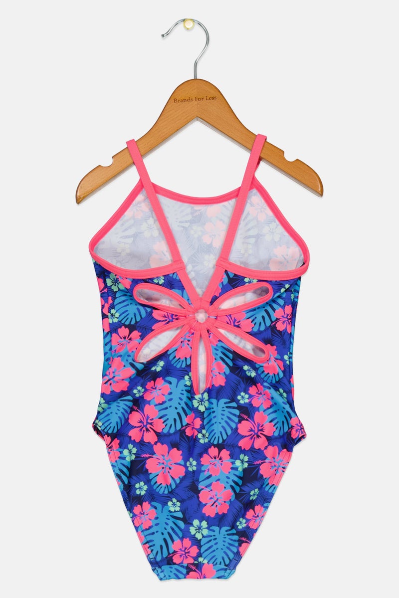 ZOGGS Kids Girl Floral Print Sleeveless One Piece Swimsuit, Multicolor - Image 3