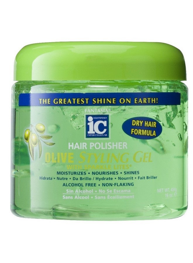 Fantasia Ic Hair Polisher Olive Styling Gel With Sparkle Lites 16 Oz - Image 2
