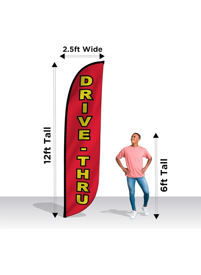 LookOurWay LookOurWay Feather Flag Banner  12 Feet Tall Advertising Flags for Outdoor Business and Events Promotion  Swooper Flag Only  Diner Flags  DriveThru 10M1200124  - Image 3