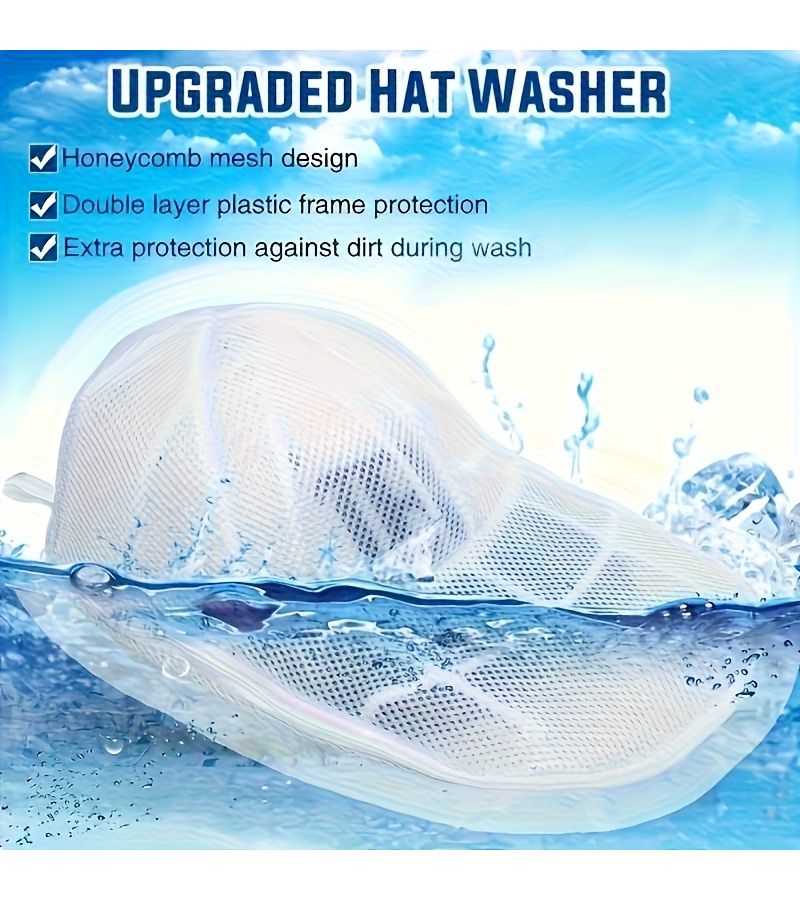2pcs Mesh Hat Washer Set with Laundry Bag and Rack Gentle Baseball Cap Cleaning Device Durable Hat Washing Cage with Dryer Stand Reinforced Dustproof and Debris Protection Ideal Gift for Hat Accessories - Image 3
