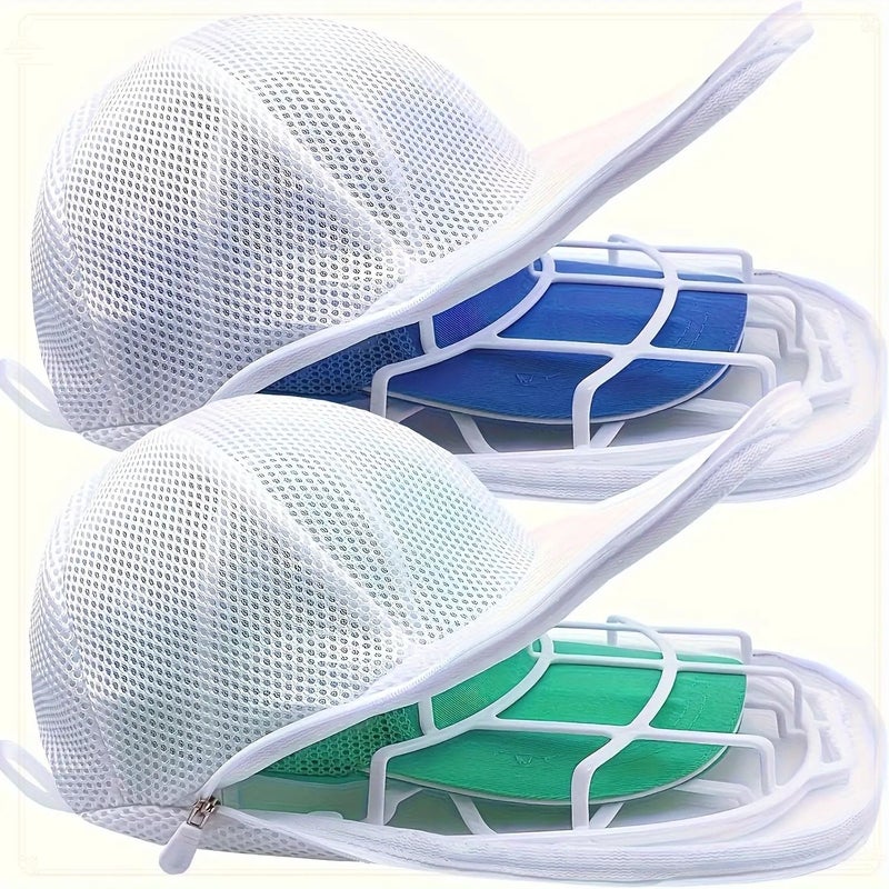 2pcs Mesh Hat Washer Set with Laundry Bag and Rack Gentle Baseball Cap Cleaning Device Durable Hat Washing Cage with Dryer Stand Reinforced Dustproof and Debris Protection Ideal Gift for Hat Accessories - Image 1