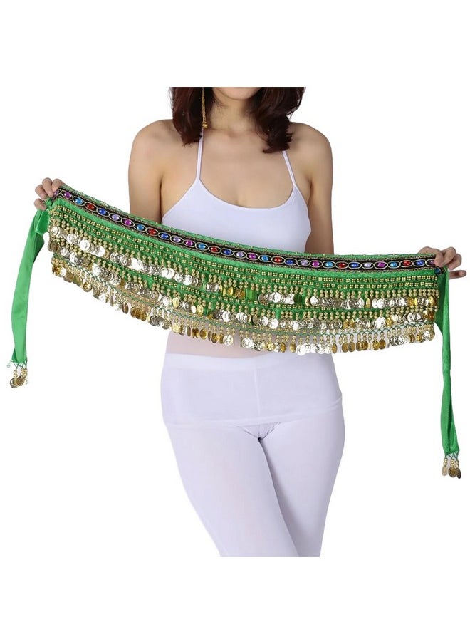فانسي دريسويل وشاح خصر للرقص الشرقي من FancyDressWale مع عملات ذهبية للنساء والفتيات (أخضر ممتاز)  - Image 2