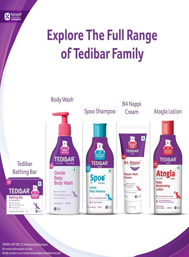 Spoo Shampoo Spoo No-Tear Formula Baby Shampoo 125 ml (Pack of 2) From Tedibar Family | Gentle On Scalp | No. 1 Pediatrician Prescribed Shampoo* - By Torrent Pharma - Image 3