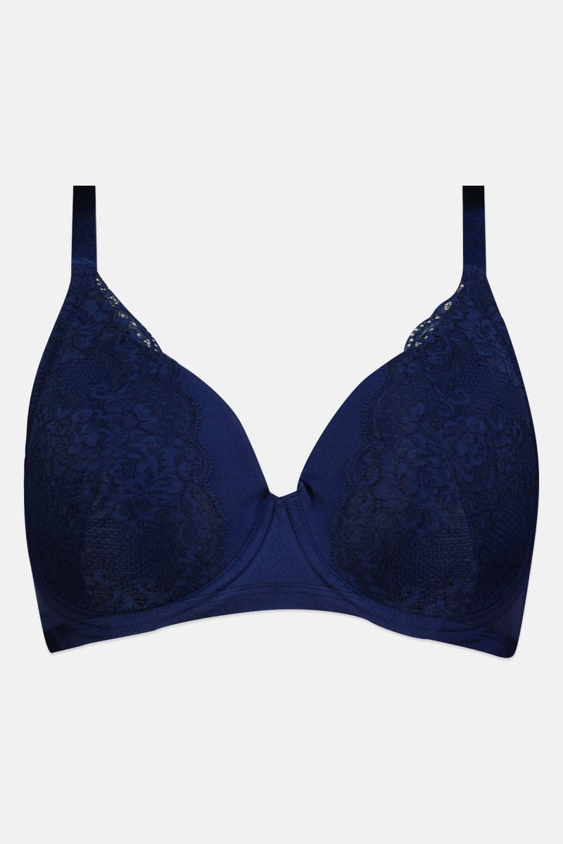TRIUMPH سوتيان نسائي مزخرف مبطن بسلك، أزرق داكن - Image 1